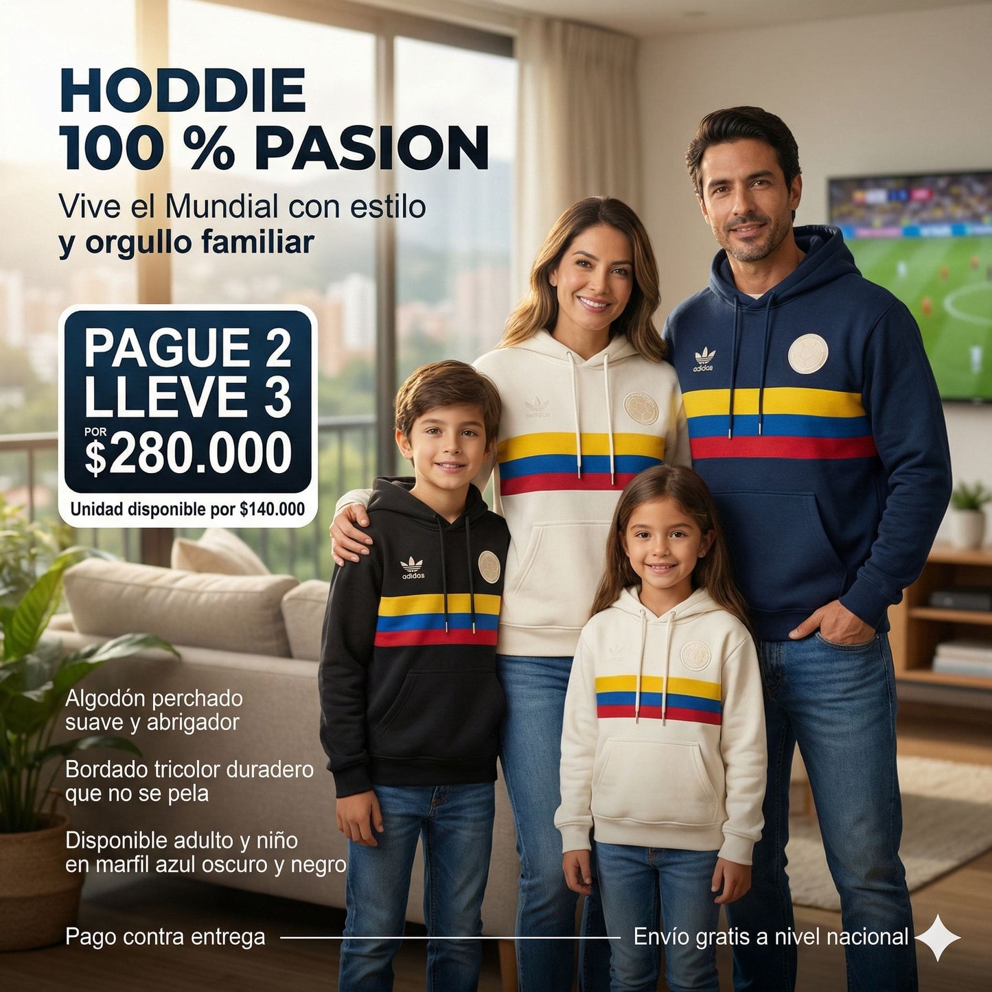 Hoodie Colombia 100% Pasión