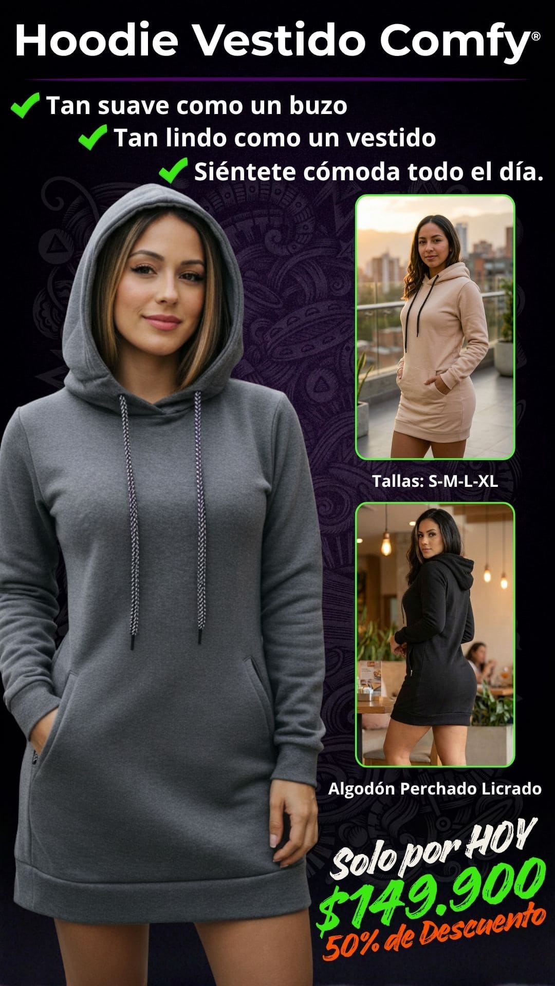 Hoodie Vestido Comfy